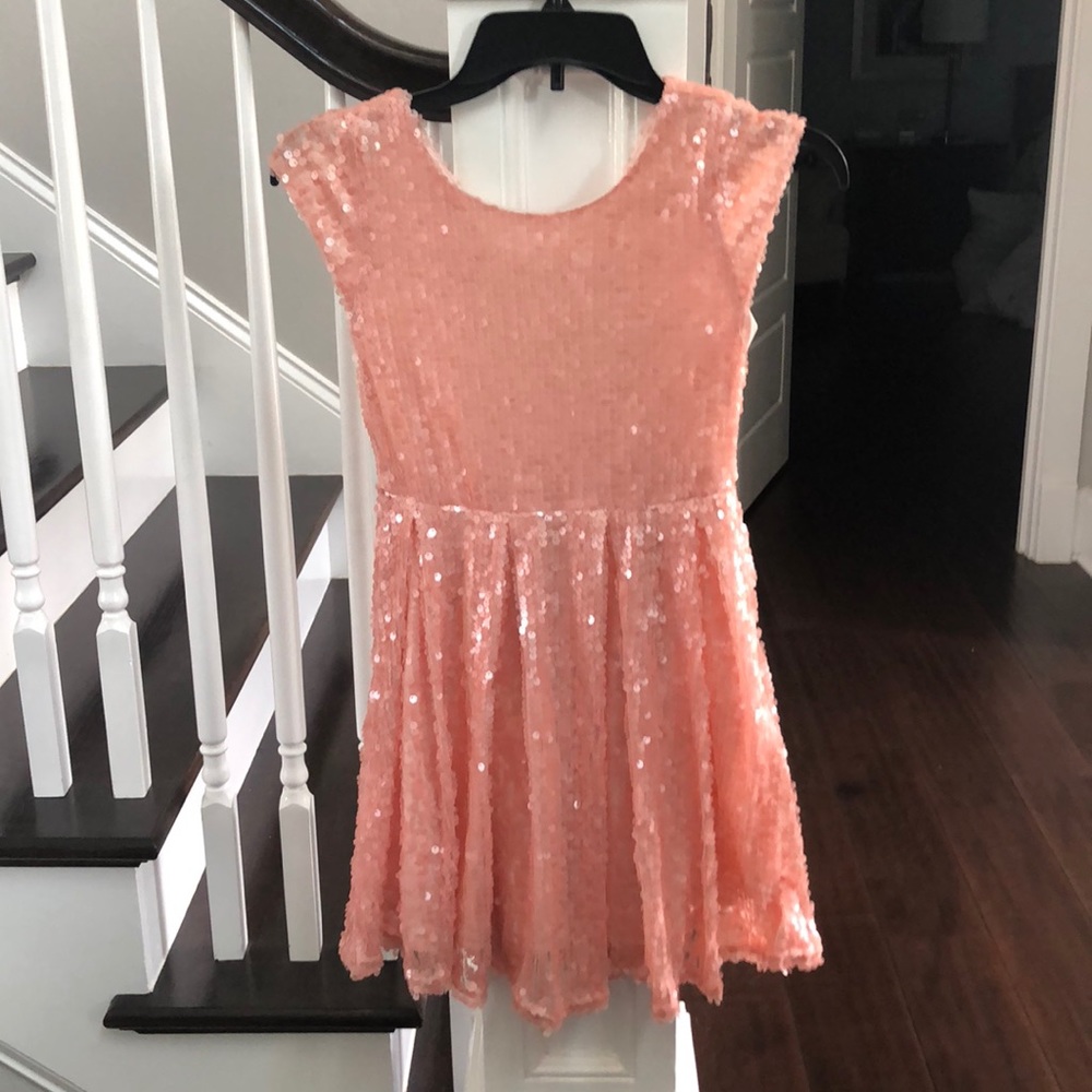 Peach Blush Sequined girls dress